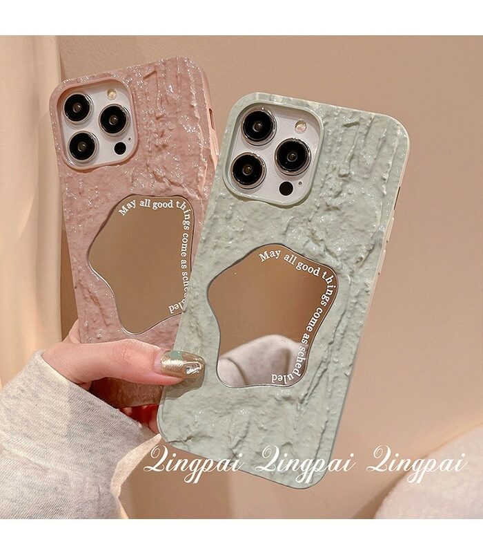 ChicCase Lab Pleated Irregular Mirror Phone Case for iPhone14ProMax, Shockproof Cute Cover