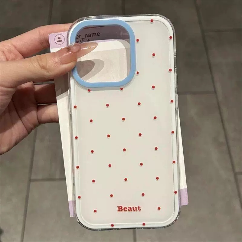 ChicCase Lab Korean Style Red Polka Dot Phone Case for iPhone16ProMax, Minimalist Shockproof Cover