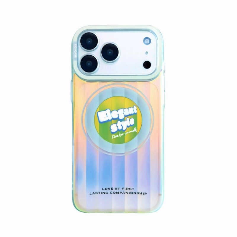 IMD Double Layer Gradient MagSafe Phone Case & Magnetic Stand for iPhone17ProMax, full coverage shockproof transparent phone case with matching stand