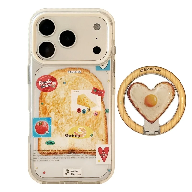toast fried egg heart🍳 iphone17promax magnetic stand fun food phone case