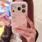 INS Girl Pink 3D Pearl Heart Phone Case