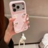 INS Girl Pink 3D Pearl Heart Phone Case