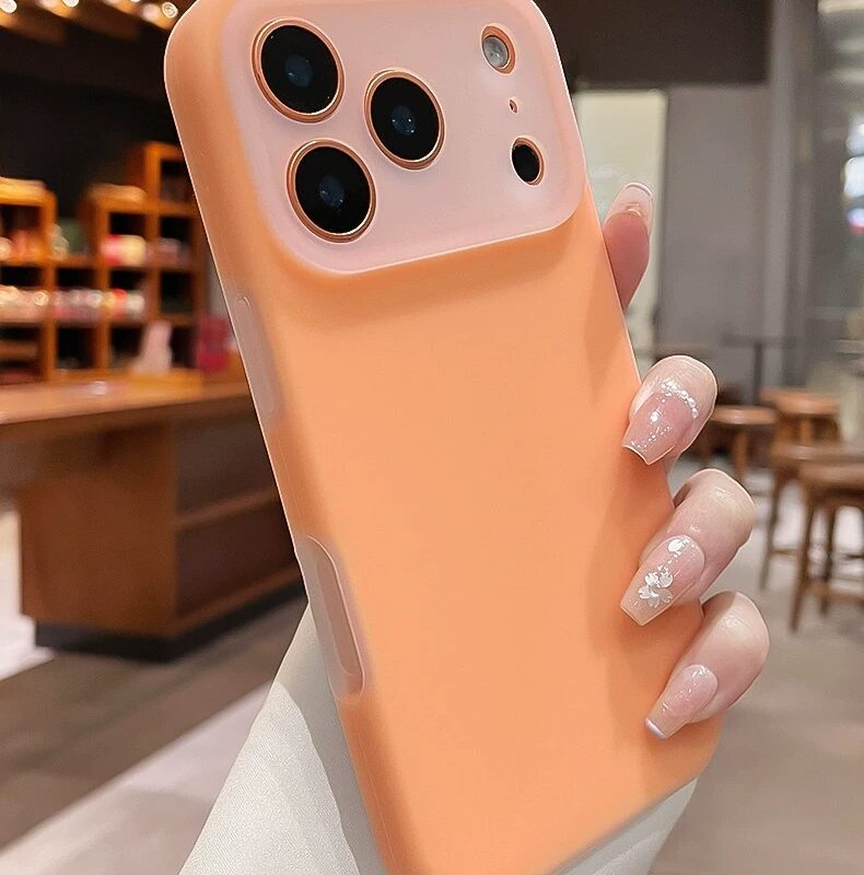 Jelly Liquid Silicone Color-Block Lens Phone Case for iPhone17ProMax, Shockproof Anti-Fingerprint Full Coverage Cover