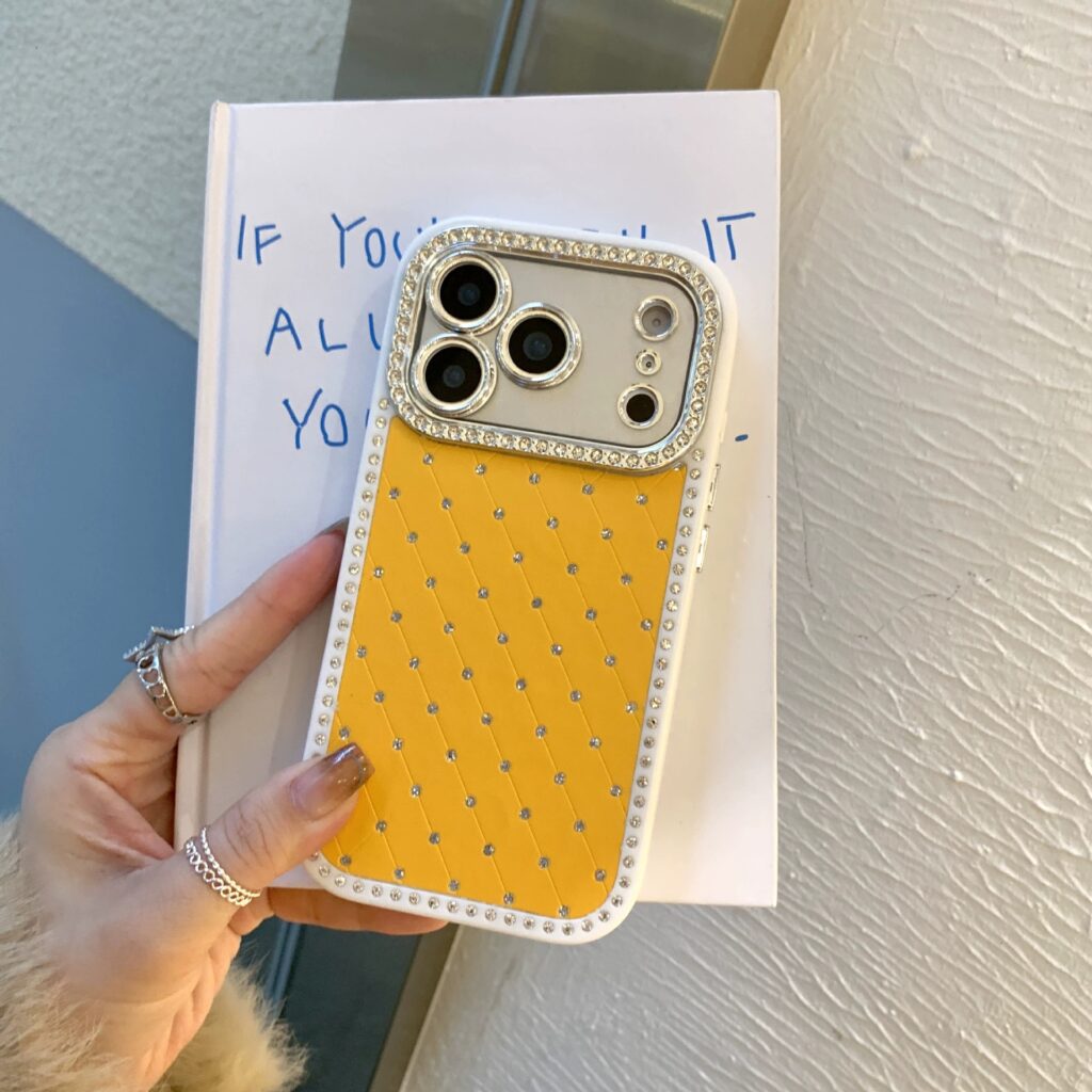ChicCase Lab - Quilted Pattern Rhinestone Luxury Case for iPhone 17, 16, 15 Series