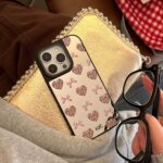 Rolincube Original Mirror Leopard Print Heart Bow Phone Case for iPhone16ProMax, sweet cool girl full coverage shockproof mirror phone case