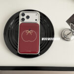 WOOWOOWOO Niche INS Minimalist Line Apple Red Phone Case for iPhone17promax, retro girl full coverage shockproof phone case with electroplated frame