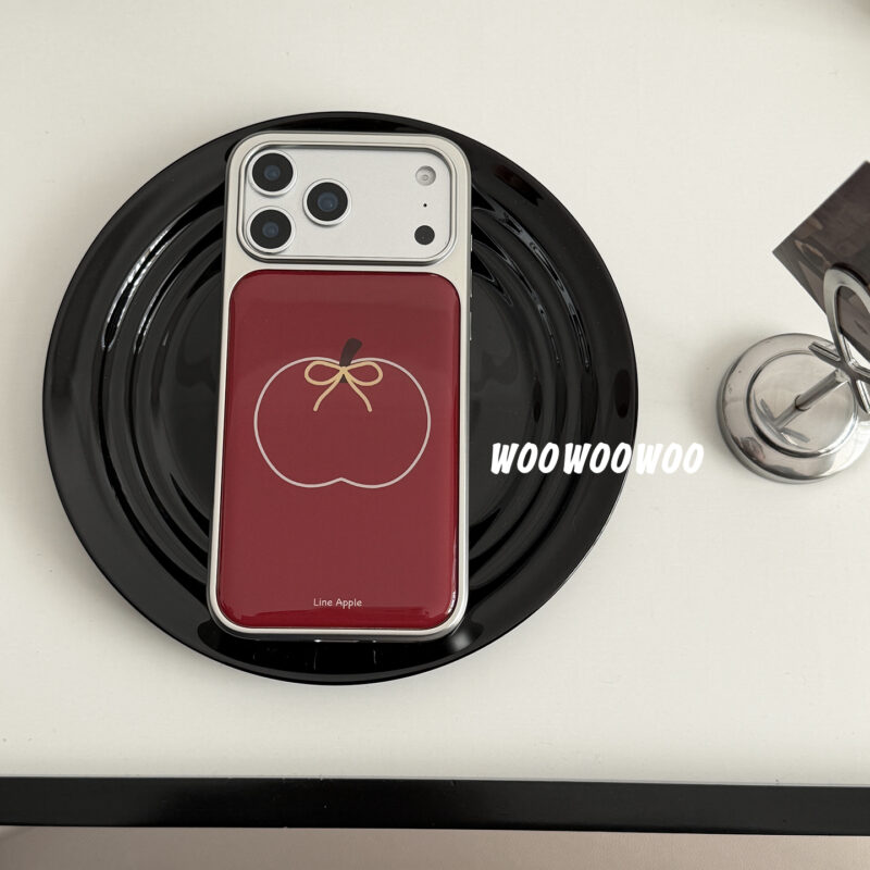 WOOWOOWOO Niche INS Minimalist Line Apple Red Phone Case for iPhone17promax, retro girl full coverage shockproof phone case with electroplated frame