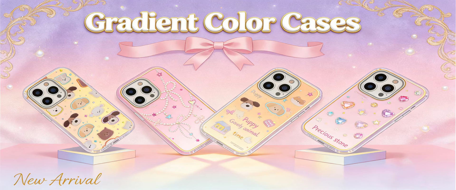 Gradient color phone cases with dreamy and iridescent finishes, perfect for adding a touch of magic to your look