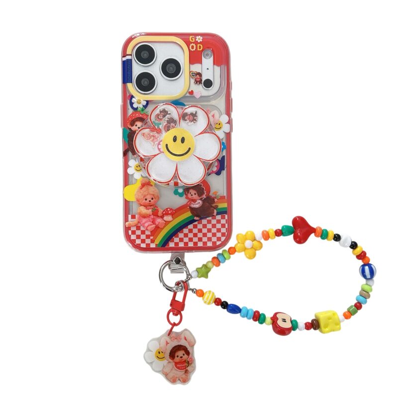 ChicCase Lab Takashi Murakami Monchhichi Rainbow Flower Magnetic Phone Case for iPhone17/17ProMax, Shockproof Kawaii Cover