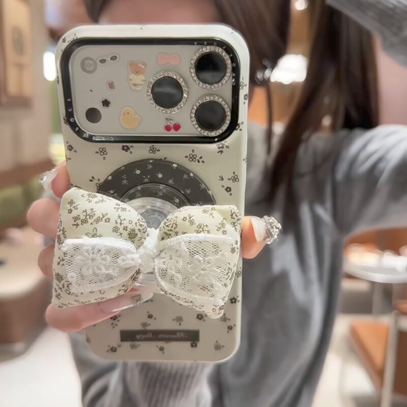 ChicCase Lab Korean Style Bow Magnetic Phone Case for iPhone17ProMax/16, Shockproof Cute Cover