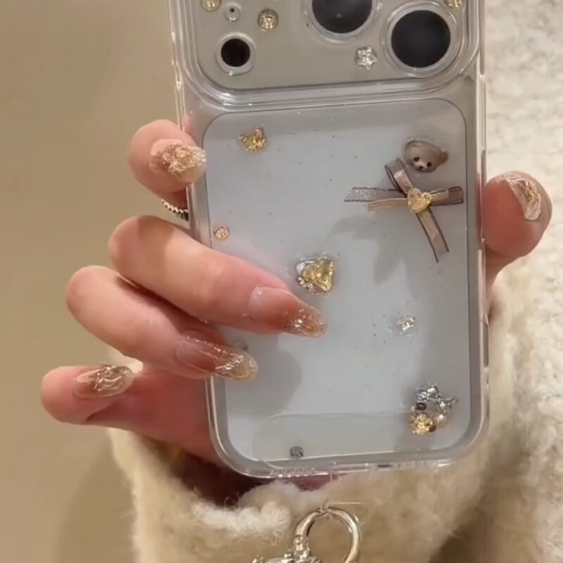 ChicCase Lab Premium Clear Glitter Resin Bear Phone Case for iPhone17ProMax, Shockproof Luxury Cover