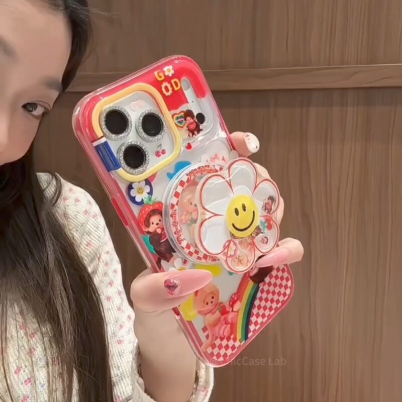 chiccase lab rainbow flower bear magnetic stand phone case iphone17promax