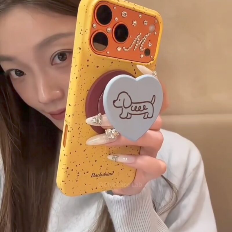 ChicCase Lab Minimalist Yellow Splatter Magnetic Phone Case for iPhone17ProMax, Shockproof Cute Cover