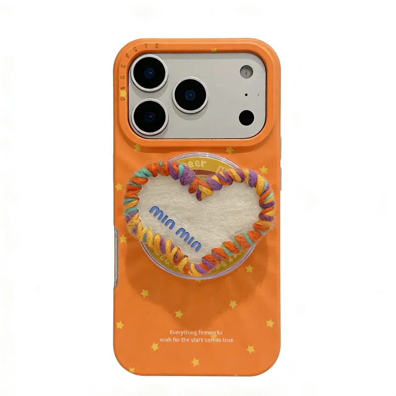 ChicCase Lab Starry Orange Heart Magnetic Phone Case for iPhone17ProMax/16Pro, Shockproof Cover