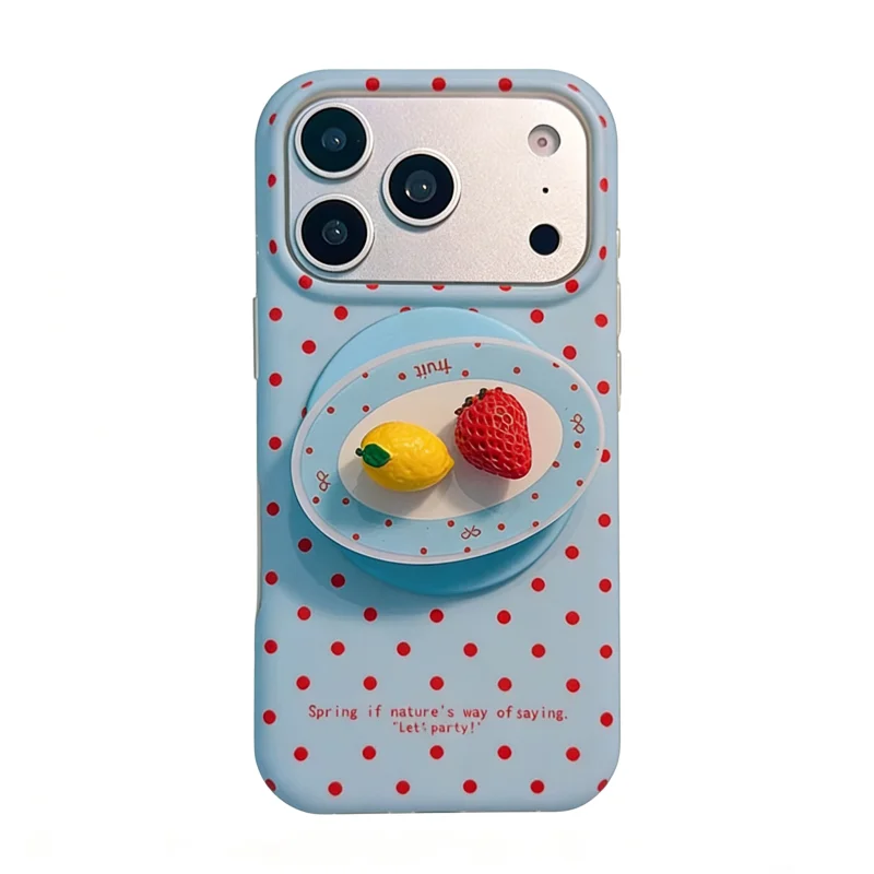 ChicCase Lab Polka Dot Fruit Magnetic Stand Phone Case for iPhone17ProMax/16Pro Shockproof Cover