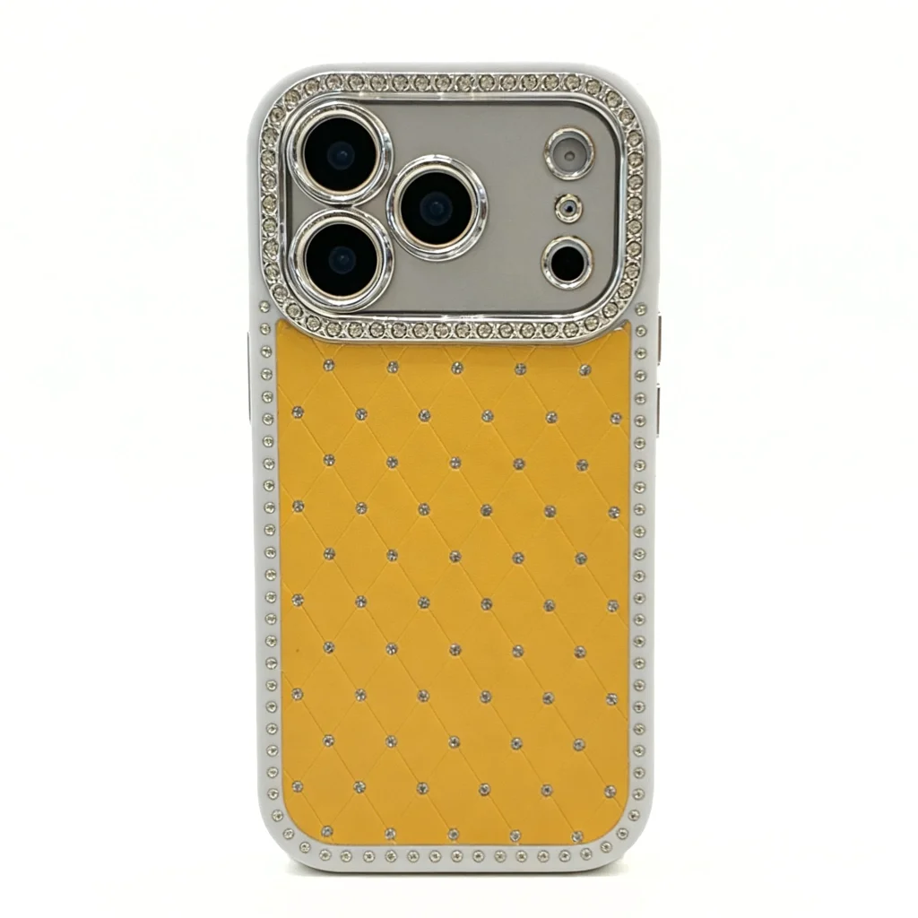 ChicCase Lab - Quilted Pattern Rhinestone Luxury Case for iPhone 17, 16, 15 Series