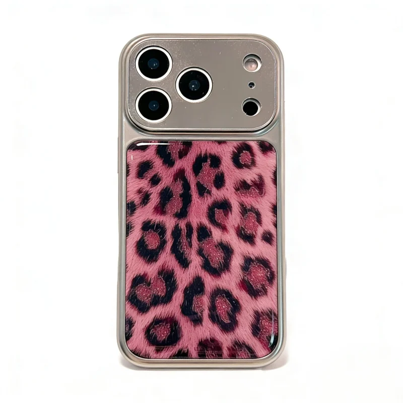 chiccase lab mirror electroplated leopard print glitter phone case for iphone17promax/16pro