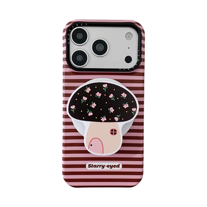 ChicCase Lab Sweet Cool Stripe Floral Mushroom House Magnetic Phone Case for iPhone17ProMax/16Pro Shockproof Cover