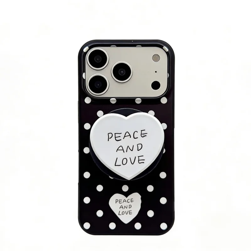 ChicCase Lab Black Heart Polka Dot Film Magnetic Phone Case for iPhone17ProMax/16Pro Shockproof Cover