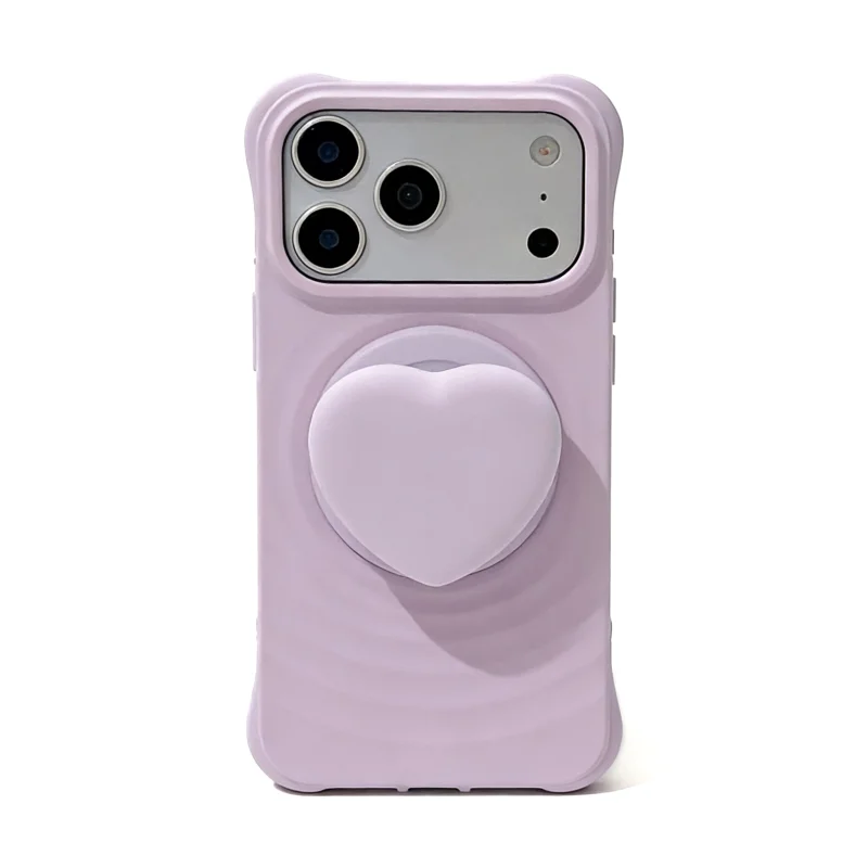 ChicCase Lab Minimalist Purple Wave Magnetic Heart Phone Case with Lanyard for iPhone17ProMax/16Pro Shockproof Cover