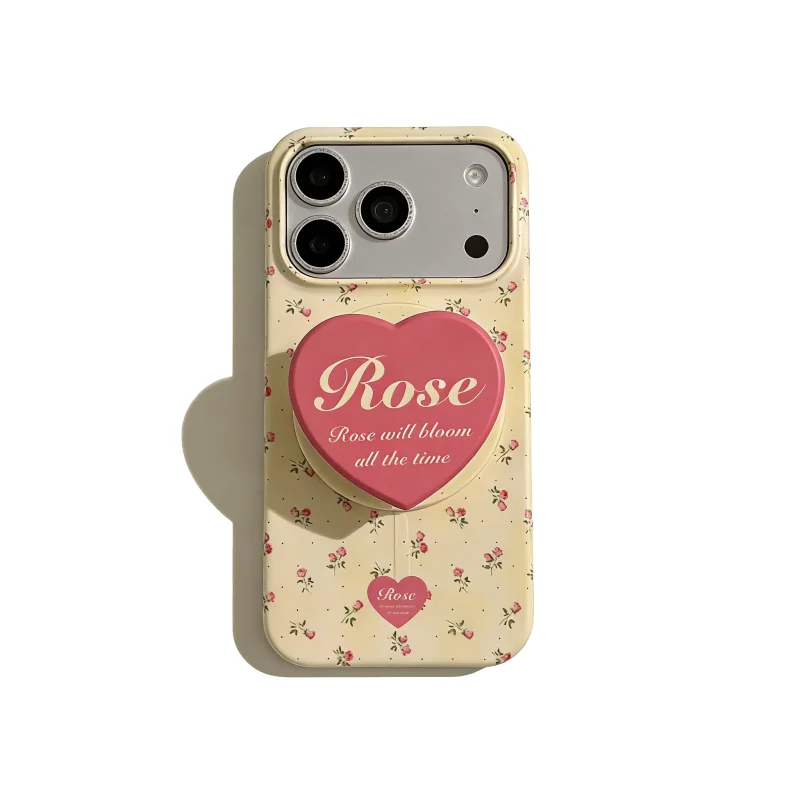 ChicCase Lab Ins Korean Style Full Screen Rose Magnetic Phone Case for iPhone17ProMax/16Pro Shockproof Cover