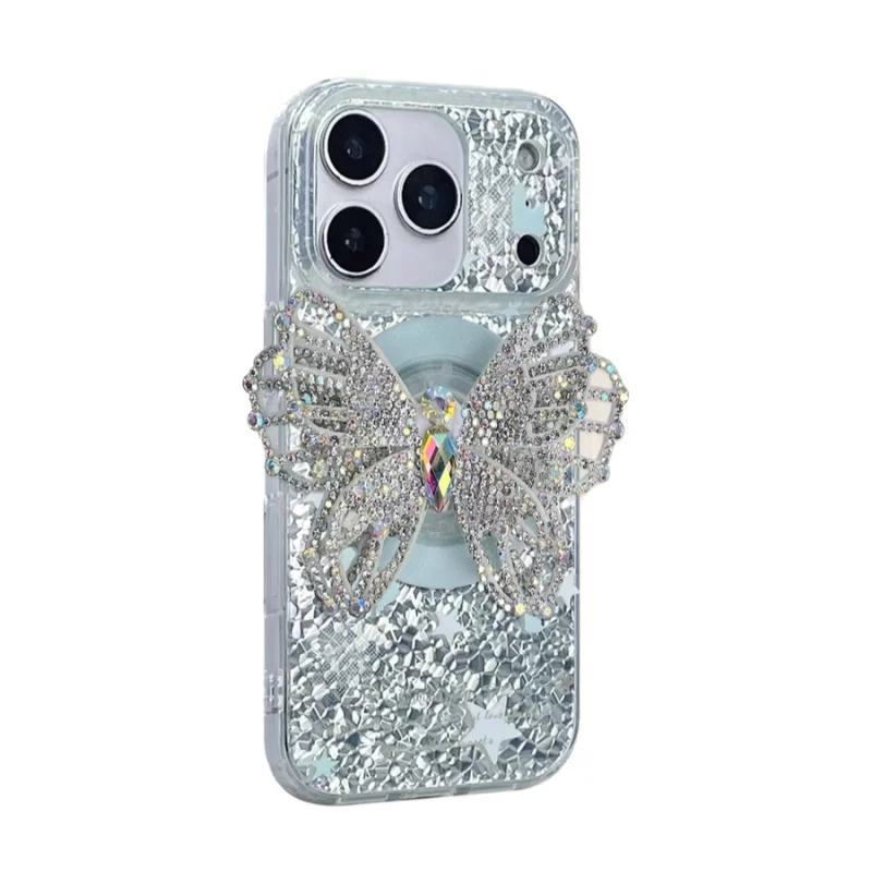 ChicCase Lab Japanese & Korean Luxury Ins Style Full Screen Star Green Butterfly Phone Case for iPhone17ProMax/16Pro Shockproof Cover