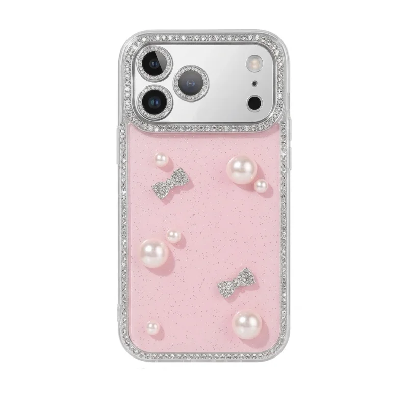ChicCase Lab Pearl Bow Rhinestone Case for iPhone17ProMax/16Pro Shockproof Cover