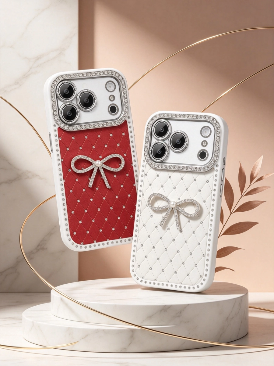 ChicCase Lab red and white bow rhinestone phone case hero banner