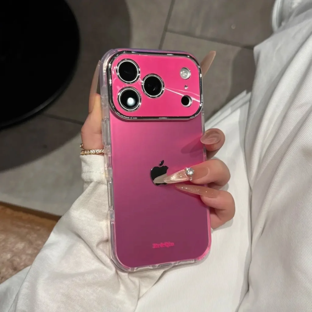ChicCase Lab Ag Matte Frosted Glass Case in Magenta Pink for iPhone 17, 16, or 15 series.