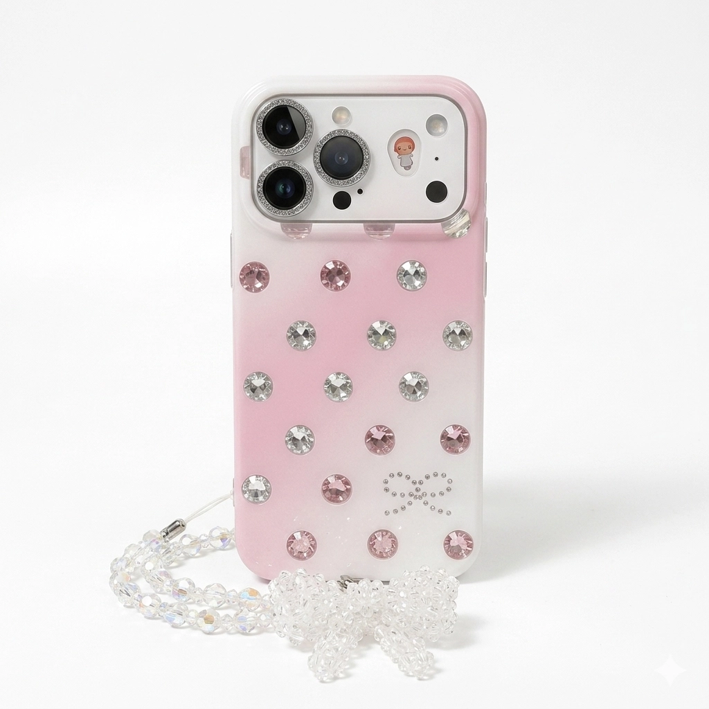 ChicCase Lab Pink Silver Gradient Polka Dot Shockproof iPhone Phone Case