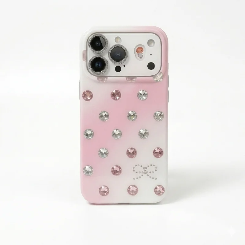 ChicCase Lab Pink Silver Gradient Polka Dot Shockproof iPhone Phone Case