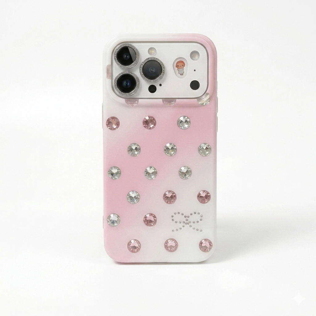 ChicCase Lab Pink Silver Gradient Polka Dot Shockproof iPhone Phone Case