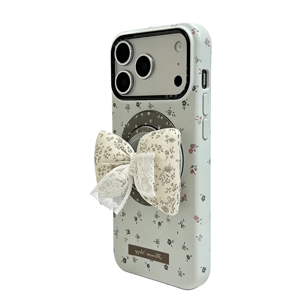 ChicCase Lab - Frosted Floral Lace Bow Case for iPhone 17, 16, 15 Series