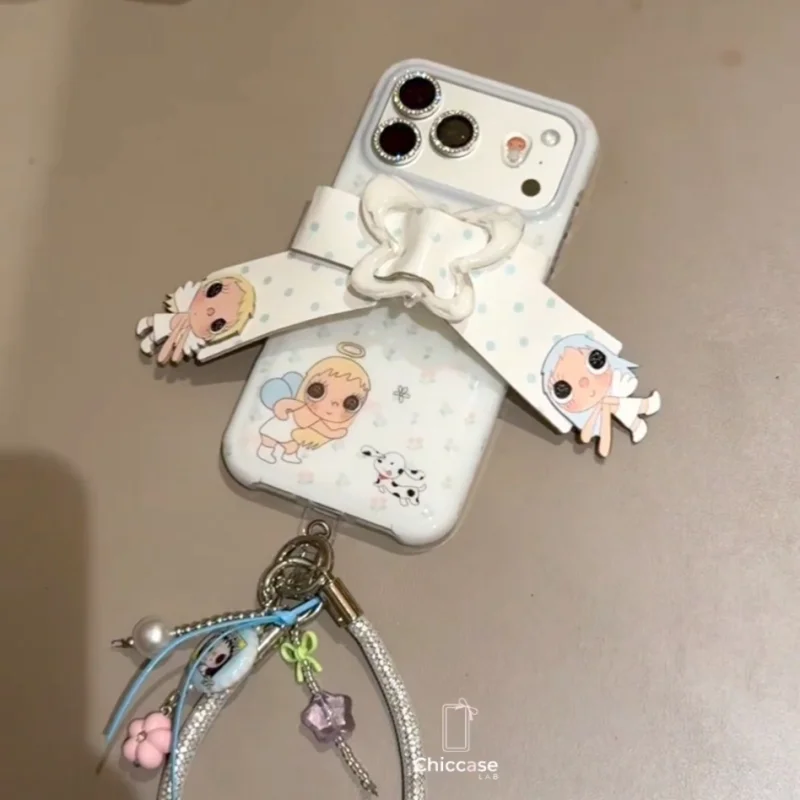 korean style doll bow iphone case fc240000 rhinestone camera wristband shell