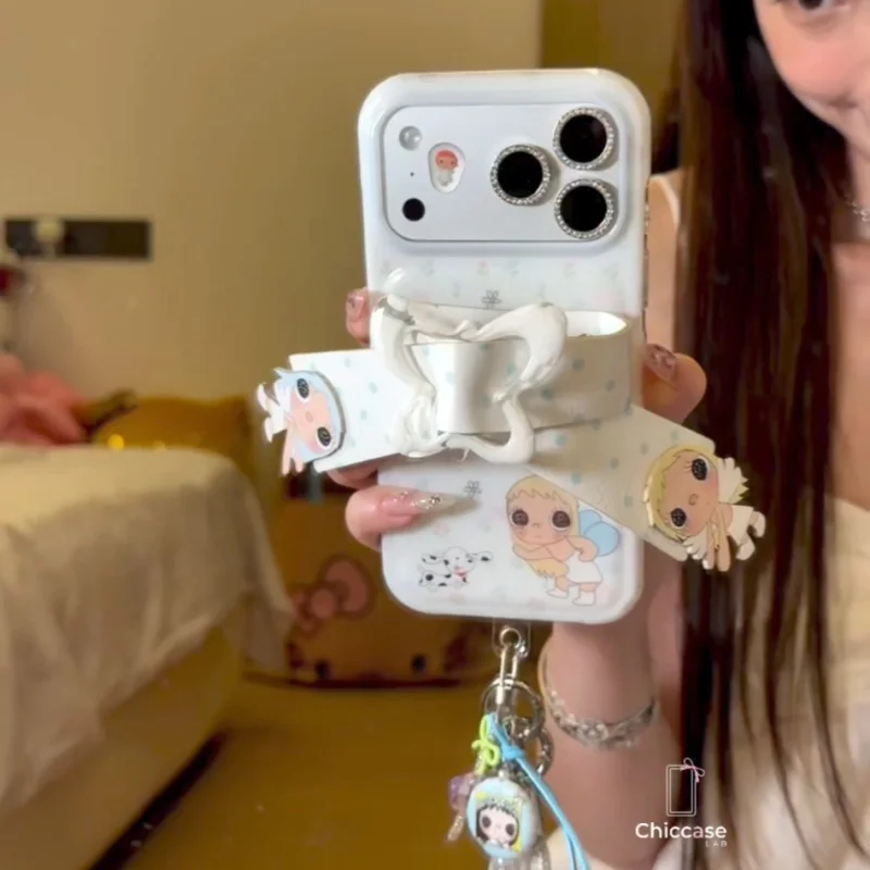 korean style doll bow iphone case fc240000 rhinestone camera wristband shell