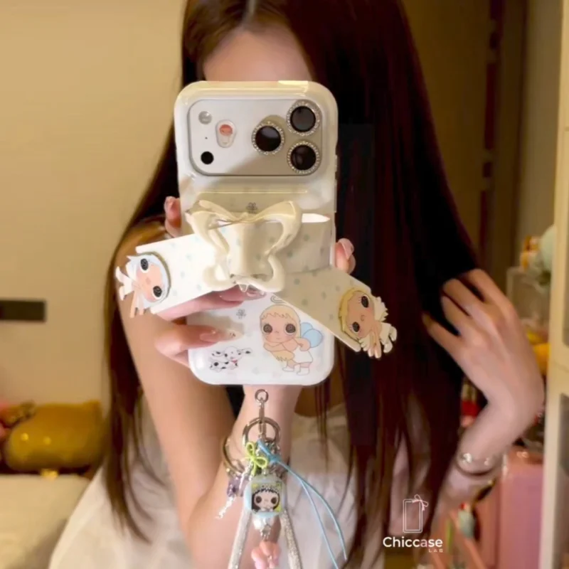 korean style doll bow iphone case fc240000 rhinestone camera wristband shell