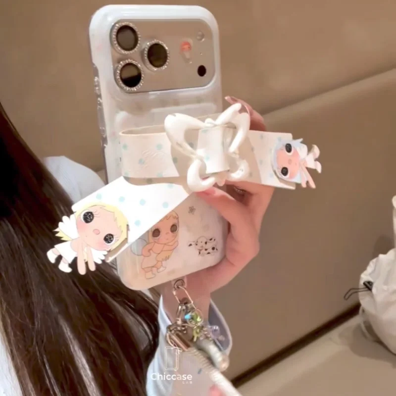 korean style doll bow iphone case fc240000 rhinestone camera wristband shell