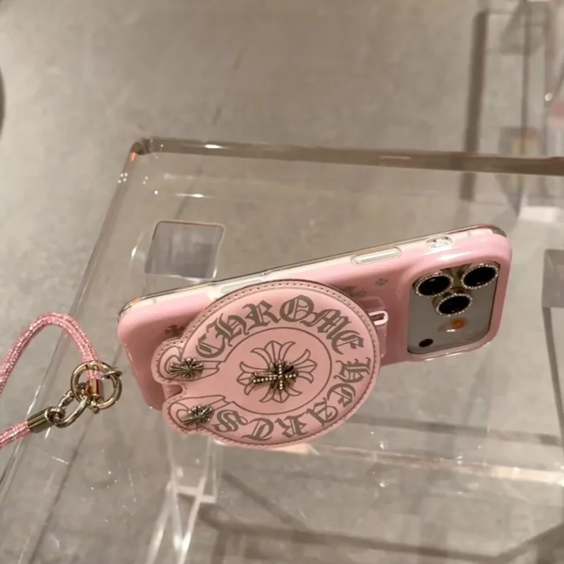 rhinestone cross pattern iphone case fc239000 gothic street style shockproof shell with leather charm
