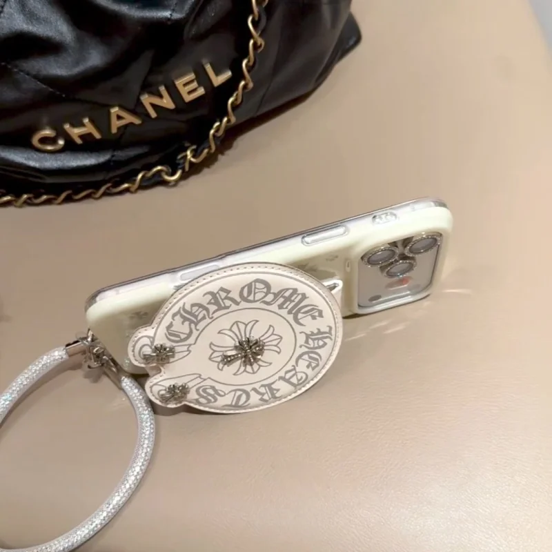 rhinestone cross pattern iphone case fc239000 gothic street style shockproof shell with leather charm