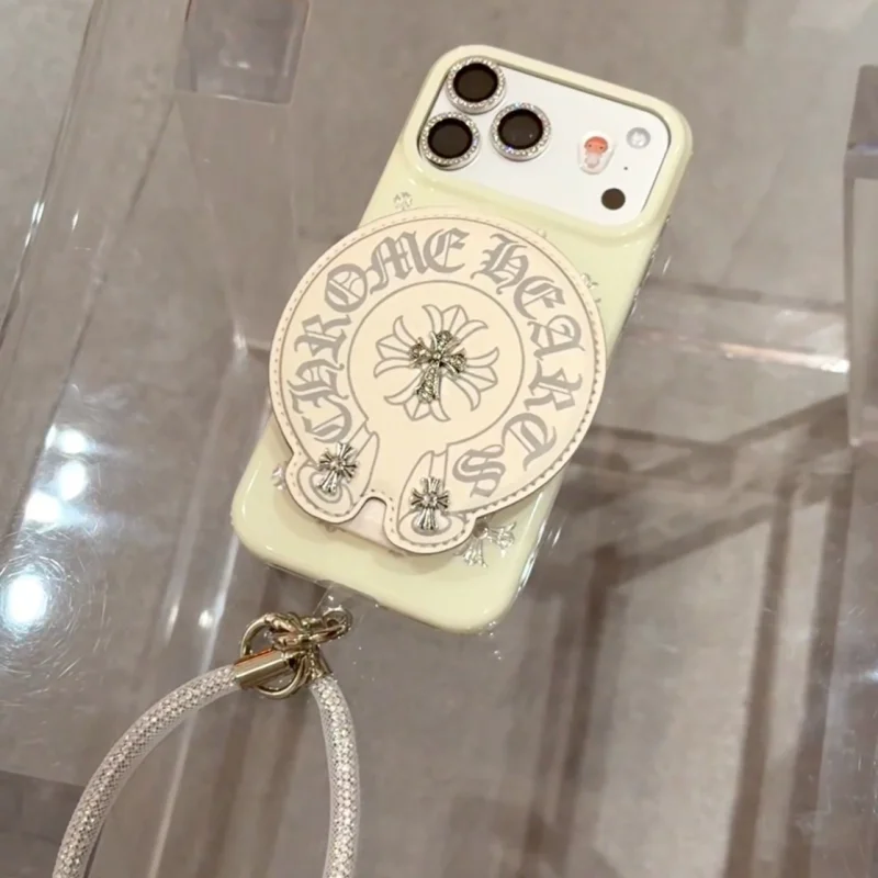 rhinestone cross pattern iphone case fc239000 gothic street style shockproof shell with leather charm