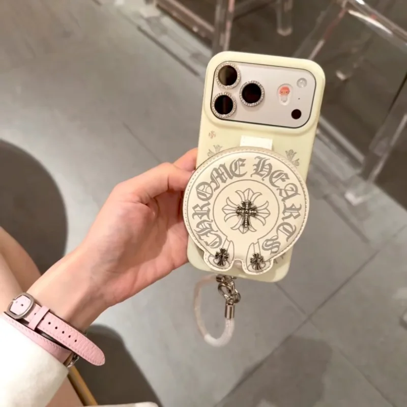 rhinestone cross pattern iphone case fc239000 gothic street style shockproof shell with leather charm