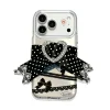 Aesthetic Mirror Bow iPhone Case with 3D lace bow and finger strap