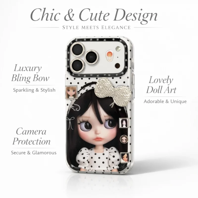 ChicCase Lab Cute 3D Bow Doll iPhone Case with rhinestone bow
