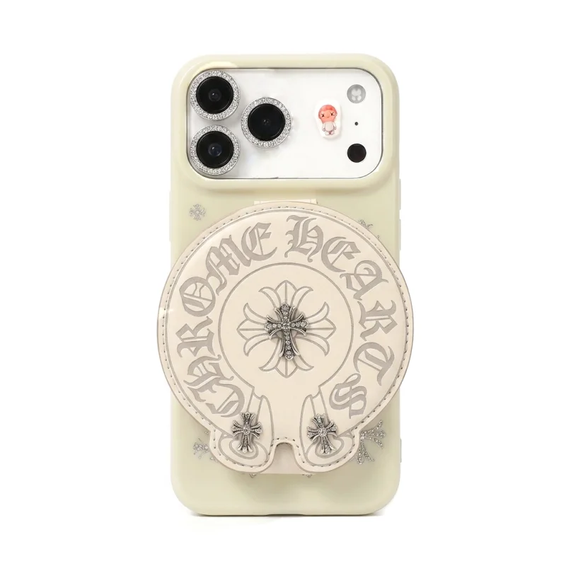 rhinestone cross pattern iphone case fc239000 gothic street style shockproof shell with leather charm