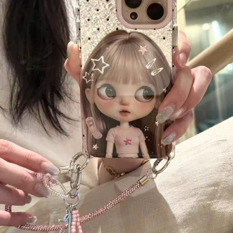 ChicCase Lab Silver Glitter Big Eye Doll iPhone Case with pink camera frame ​