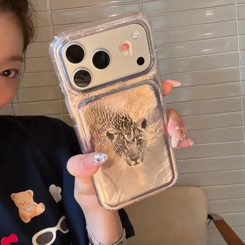 ChicCase Lab Tin Foil Leopard Print iPhone Case with realistic leopard head design