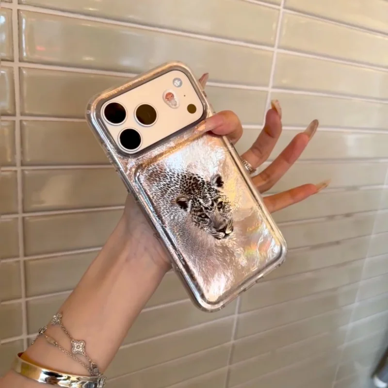 ChicCase Lab Tin Foil Leopard Print iPhone Case with realistic leopard head design