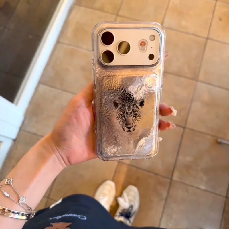 ChicCase Lab Tin Foil Leopard Print iPhone Case with realistic leopard head design