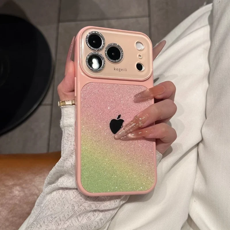 ChicCase Lab Glitter Gradient Sparkle Case for iPhone 17 16 15 Pro Max - Pink Green