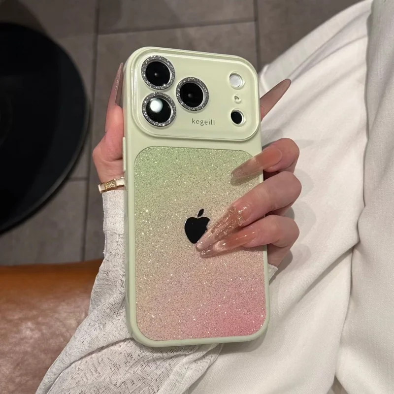 ChicCase Lab Glitter Gradient Sparkle Case for iPhone 17 16 15 Pro Max - Pink Green